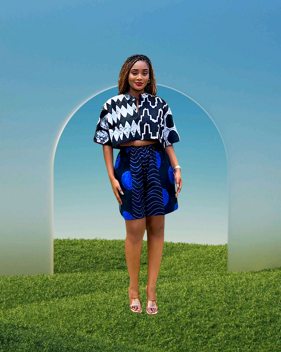 CROP SHIRT ZIGZAG MULTIPRINT CROP SHIRT NOIR BLANC