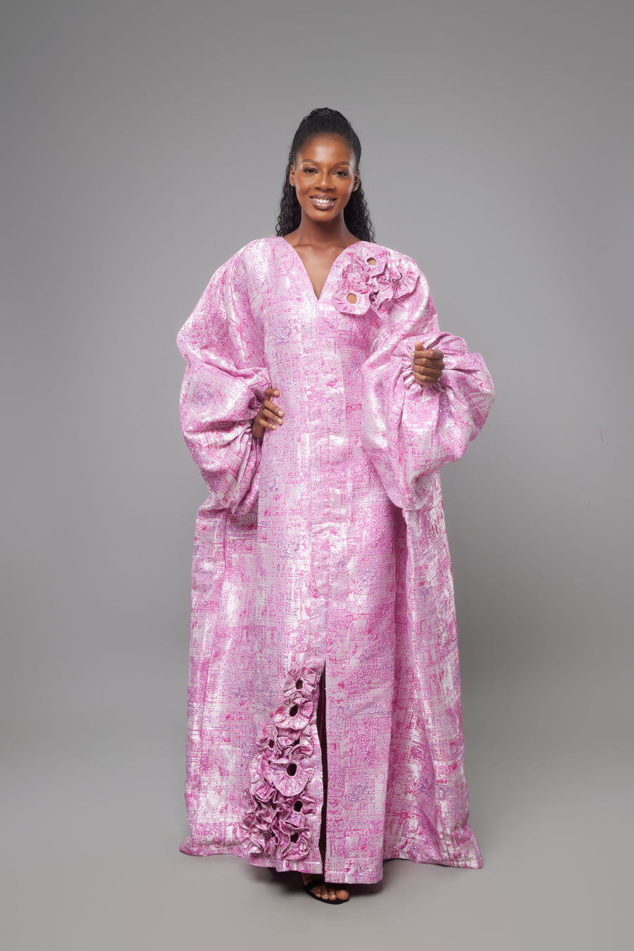 BOUBOU MANCHE BOUFFANTE EN BROCARD PREMIUM ROSE