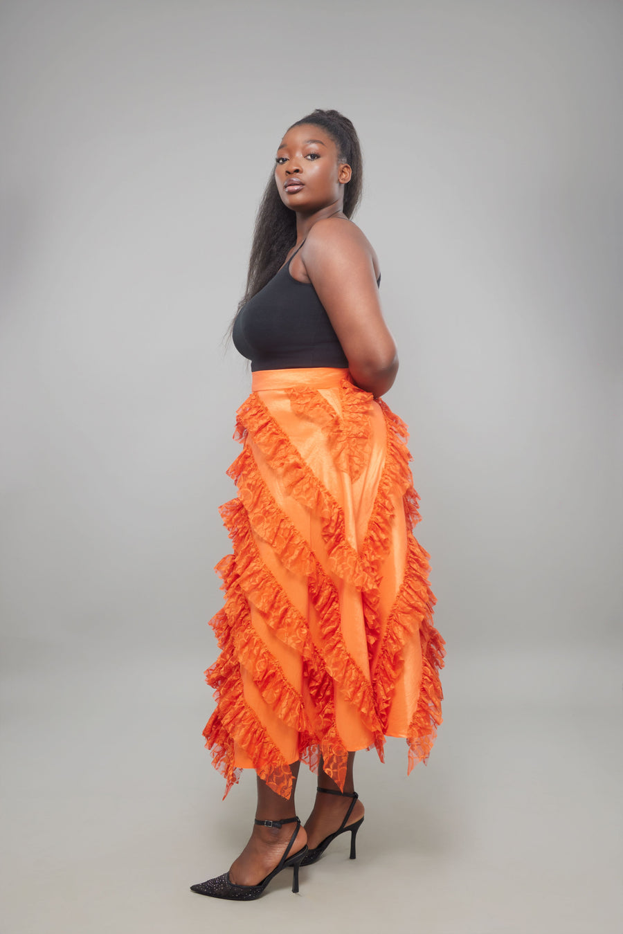 JUPE LANA MIDI ORANGE