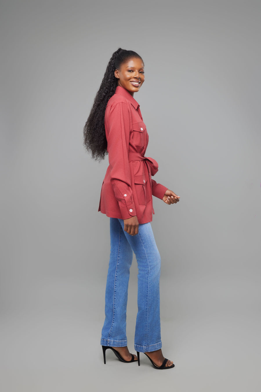 CHEMISE 4 POCHES ROUGE