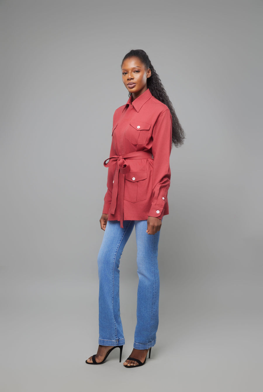 CHEMISE 4 POCHES ROUGE