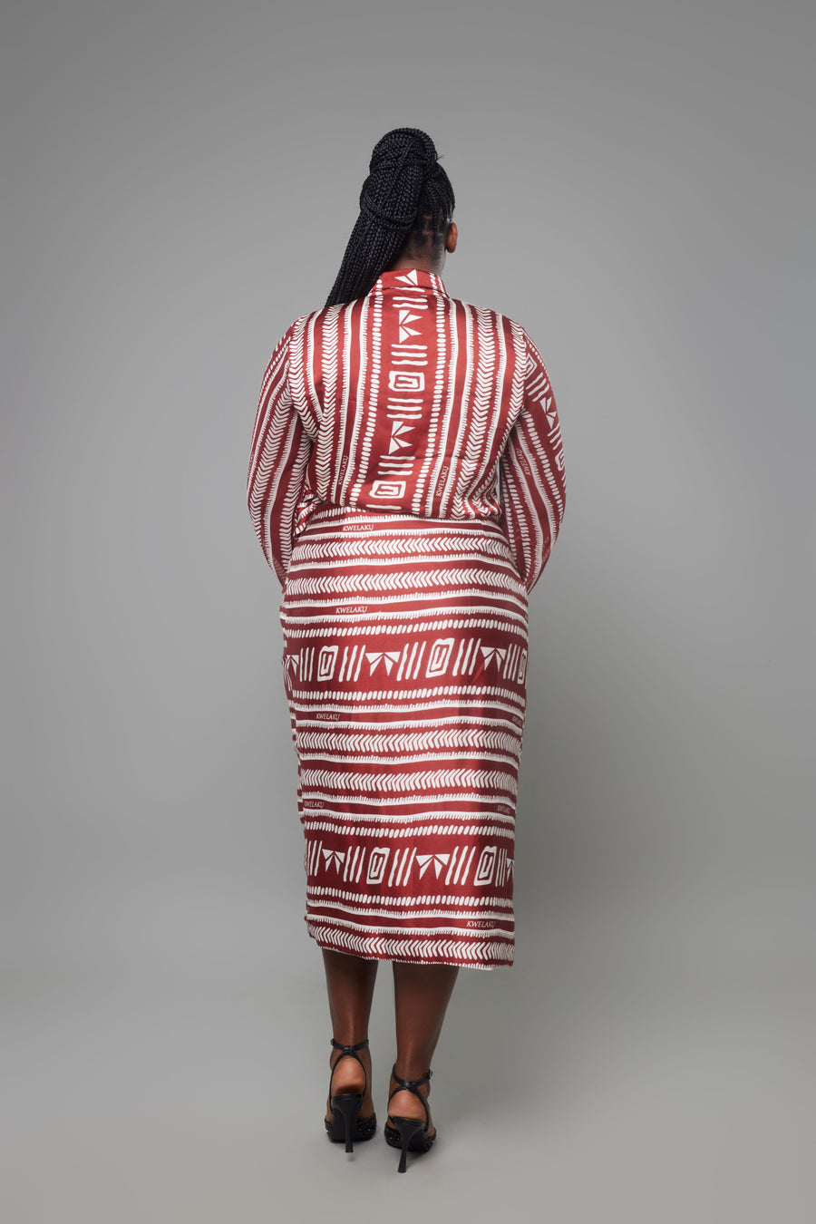 ENSEMBLE MONOGRAM GEOMETRIC MIDI ROUGE