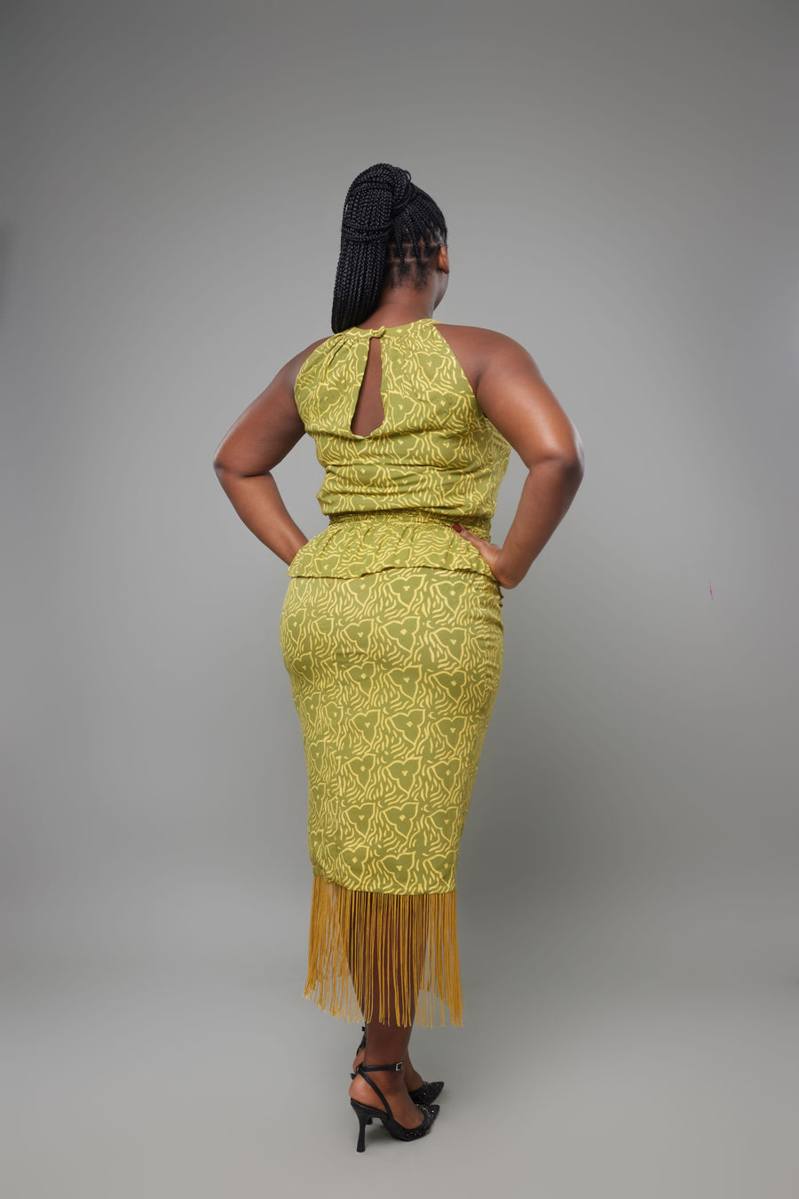 JUPE FRONCEE A FRANGE SOMKELE VERT LIME