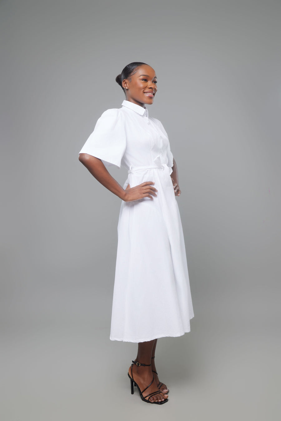 ROBE CHEMISE KWELAKU SCULPTURAL BLANC