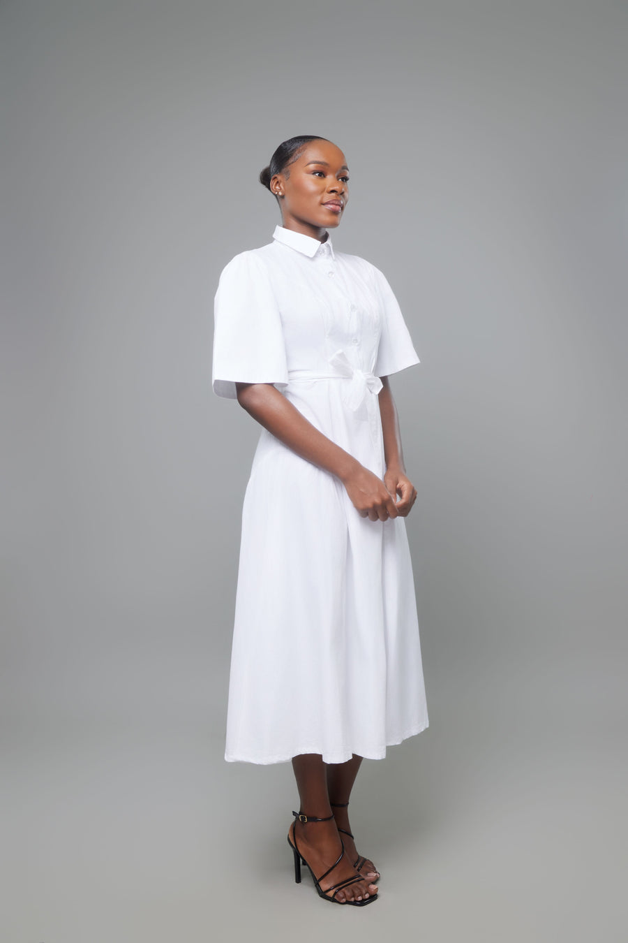 ROBE CHEMISE KWELAKU SCULPTURAL BLANC