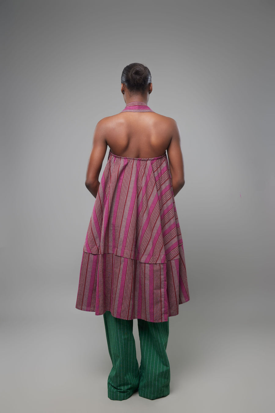 ENSEMBLE BUSTIER PANTALON LIN VIOLET VERT