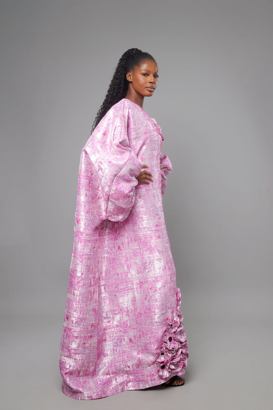 BOUBOU MANCHE BOUFFANTE EN BROCARD PREMIUM ROSE