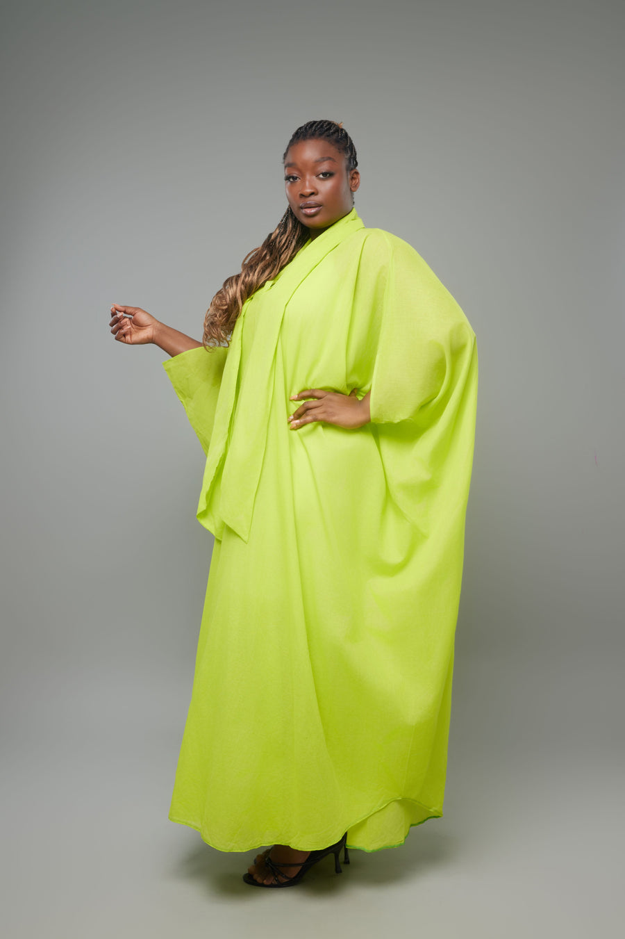 CAFTAN LAVALIERE VERT ANIS