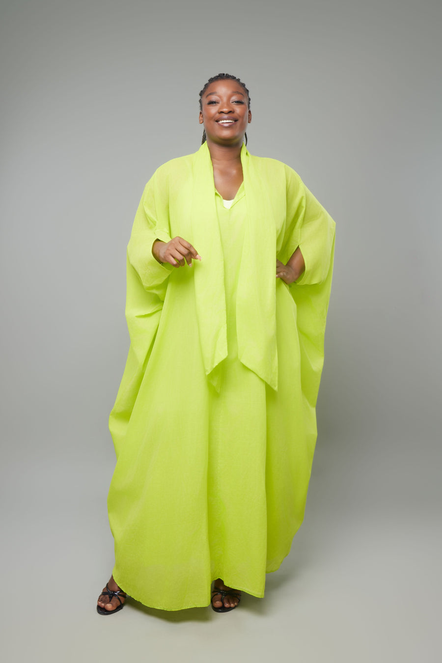 CAFTAN LAVALIERE VERT ANIS