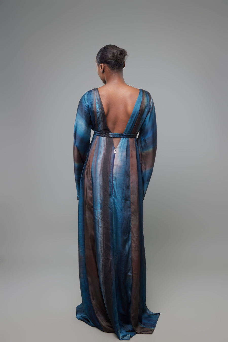 ROBE MAXI ARMATURE SOUTIEN MARRON BLEU