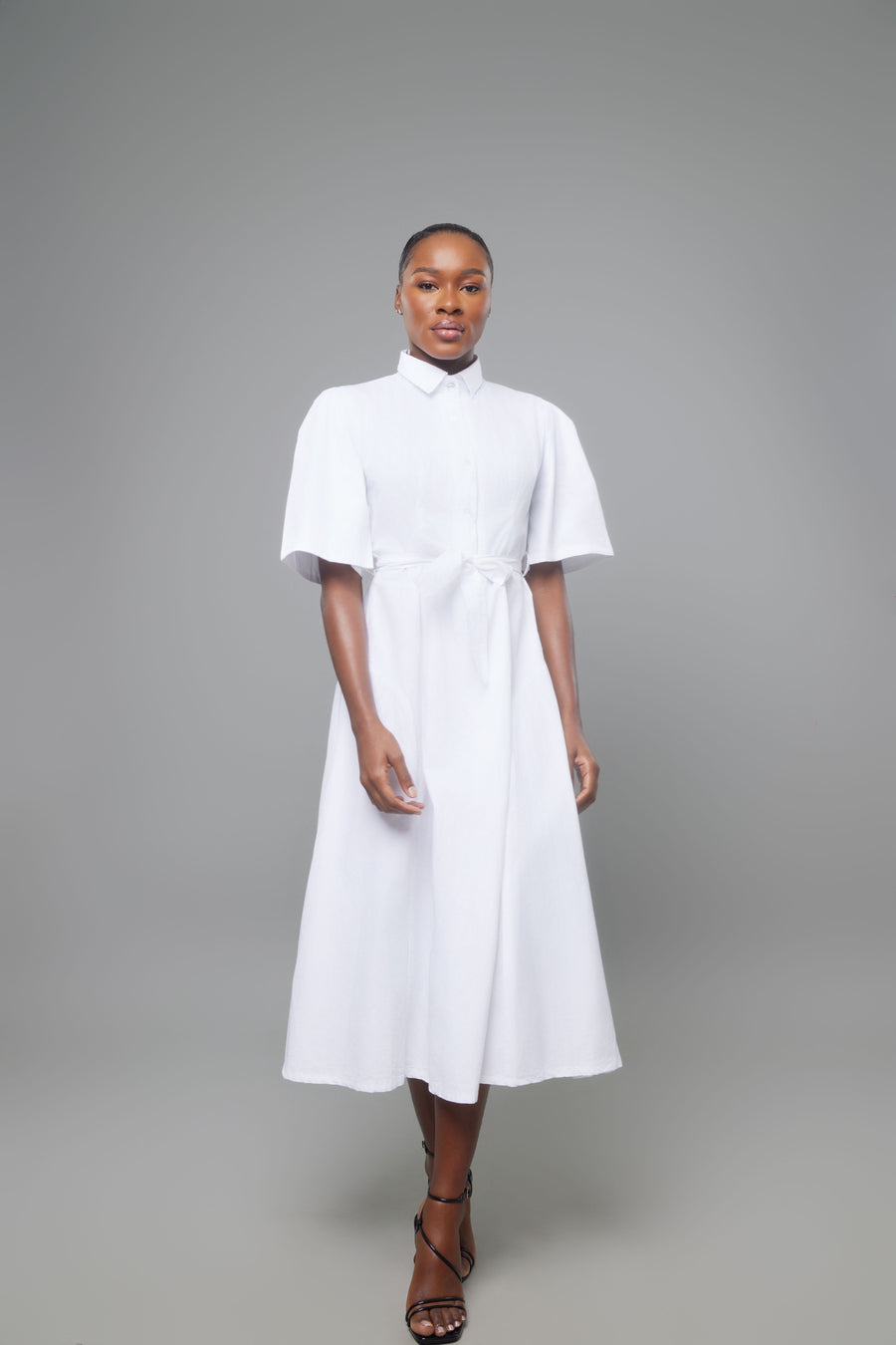 ROBE CHEMISE KWELAKU SCULPTURAL BLANC